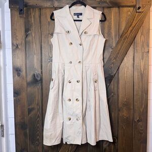 Anne Klein Double Breasted Sleeveless Trench Dress